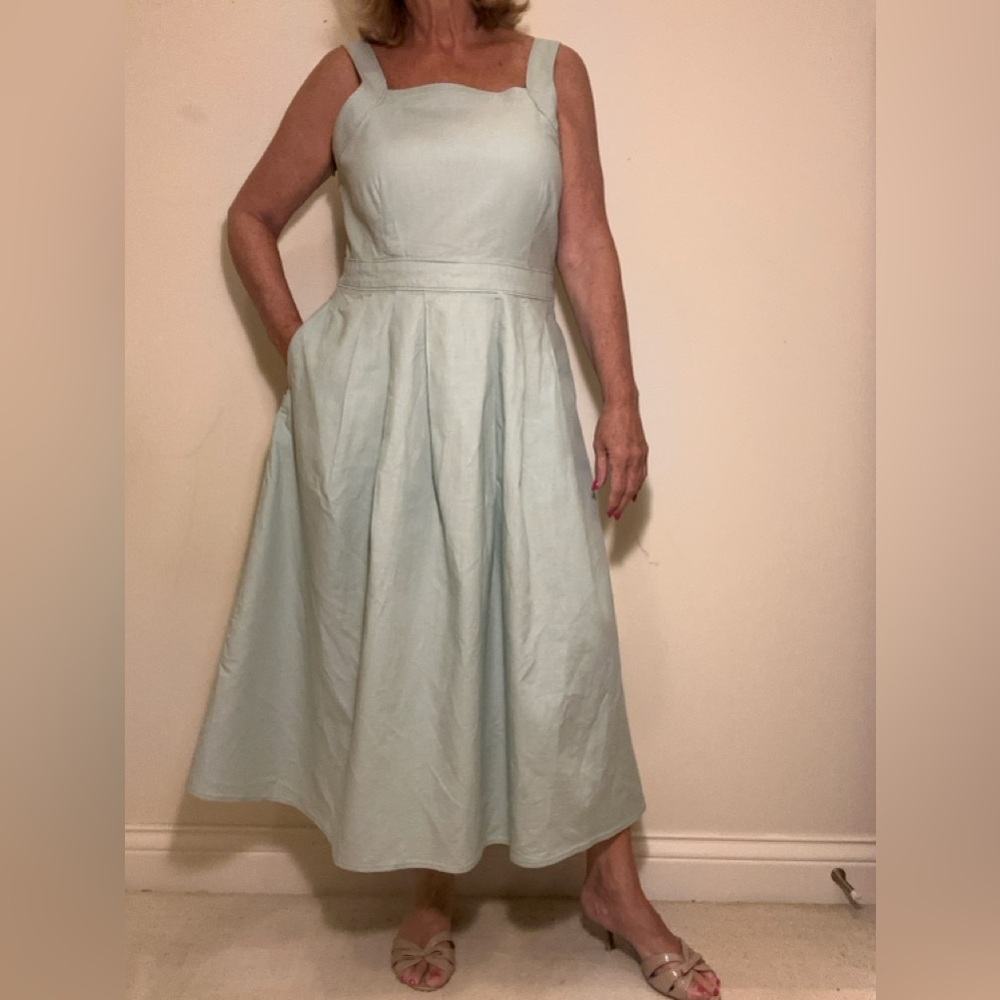 Casual Cotton Aqua Green Sleeveless Dress